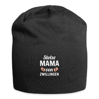 Mama Zwillinge - Jersey-Beanie - Schwarz - Vorne