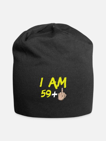 60th Birthday Gift Ideas Funny 59+ Men Women - Jersey Beanie - black