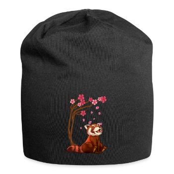 Red Panda Bear & Cherry Blossom Art - Jersey Beanie - black - Front