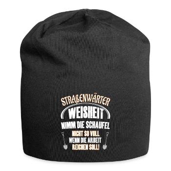 Straßenwärter Weisheit - Winterdienst Kehrmaschine - Jersey-Beanie - Schwarz - Vorne