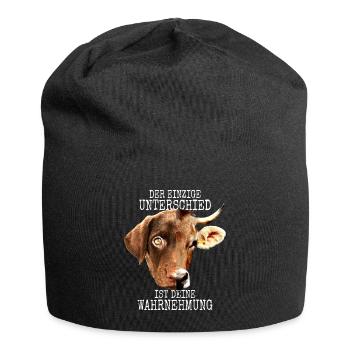 Der Unterschied Ist Deine Wahrnehmung Vegan Hund - Jersey-Beanie - Schwarz - Vorne