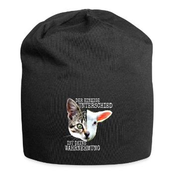 Der Unterschied Ist Deine Wahrnehmung Vegan Katzen - Jersey-Beanie - Schwarz - Vorne