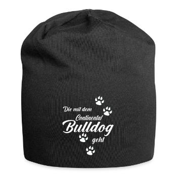 Continental Bulldog Frauchen Hundemama Hunde - Jersey-Beanie - Schwarz - Vorne