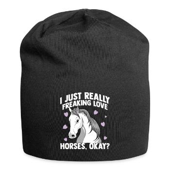 Riding horse lovers dressage riding gallop saddle - Jersey Beanie - black - Front