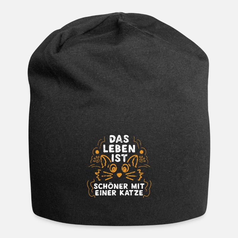 Katze - Jersey-Beanie - Schwarz