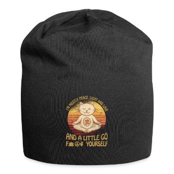 Katze Yoga Meditation meditieren Geschenk Love - Jersey-Beanie - Schwarz - Vorne