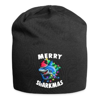 Merry Sharkmas Funny Santa Shark Christmas Lights - Jersey Beanie - black - Front