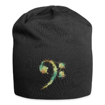 Bassschlüssel Retro - Lustiges Musikliebhabergeschenk - Jersey-Beanie - Schwarz - Vorne