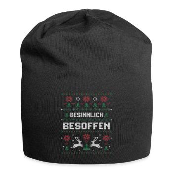 Besinnlich besoffen Ugly Christmas - Jersey-Beanie - Schwarz - Vorne