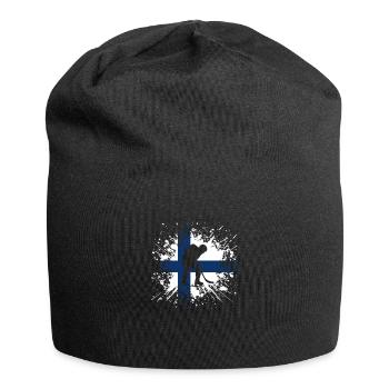 Eishockey Finnland FI Eissport Länderflagge Splash - Jersey-Beanie - Schwarz - Vorne