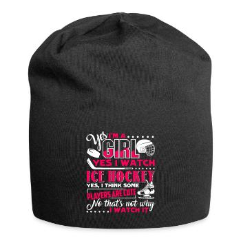 Eishockey Ich liebe Eishockey - Jersey-Beanie - Schwarz - Vorne