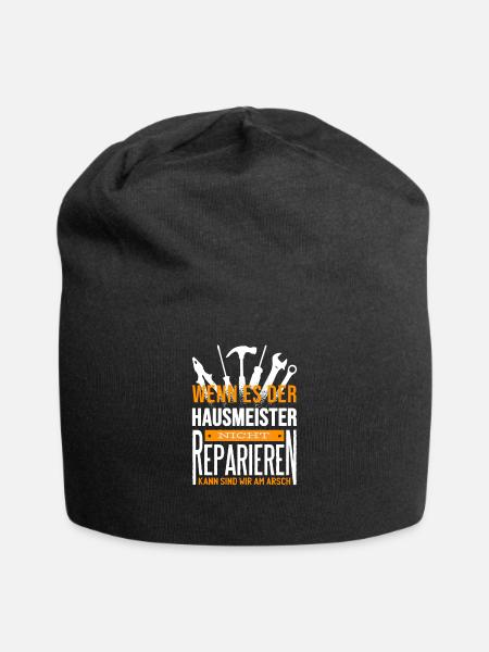 Hausmeister Spruch reparieren fun Geschenk für - Jersey-Beanie - Schwarz