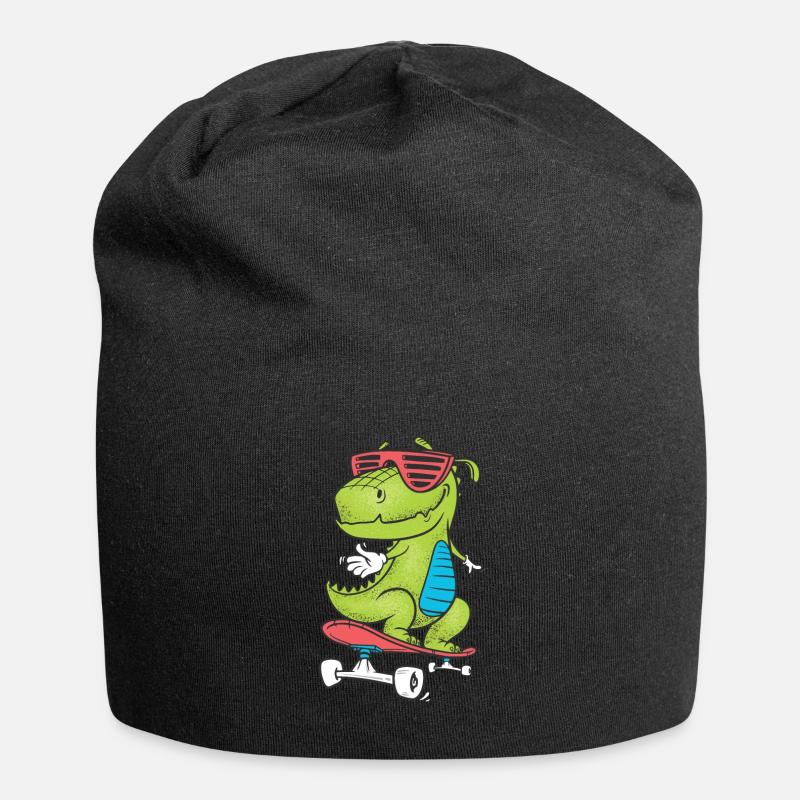 Dinosaurier - Jersey-Beanie - Schwarz