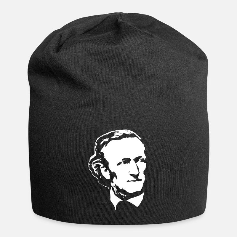 Richard Wagner weiß auf schwarz - Jersey-Beanie - Schwarz