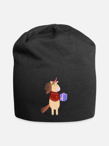 Cadeau de Noël licorne jaune - Bonnet en jersey - noir