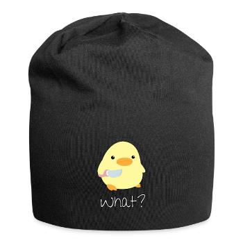 Was? Ente mit Messer Meme Küken Dank Süßes Tier - Jersey-Beanie - Schwarz - Vorne