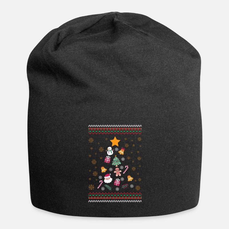 Weihnachten - Jersey-Beanie - Schwarz