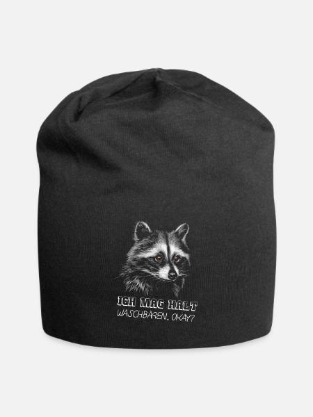 Ich mag halt Waschbären Geschenk Waschbär Bild - Jersey-Beanie - Schwarz
