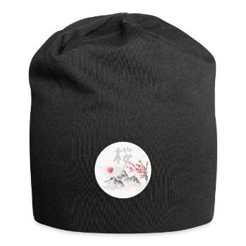 Japanese cherry blossom tree sakura - Jersey Beanie - black - Front