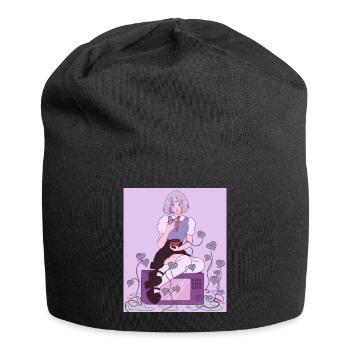 Anime schoolgirl with ramen microwave ivy - Jersey Beanie - black - Front