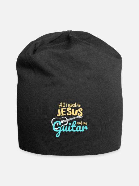 I just need Jesus and my guitar - Jersey Beanie - black