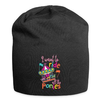 Karussell Pferde Kirmes Jahrmarkt Geschenk - Jersey-Beanie - Schwarz - Vorne