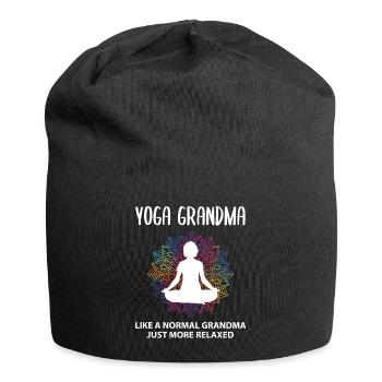 Yoga Grandma Grandmother Funny Saying Gift - Jersey Beanie - black - Front