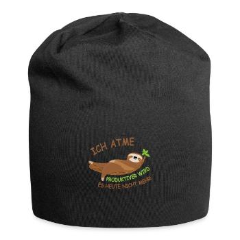 Faultier Spruch "Ich Atme" Büro Job Arbeit - Jersey-Beanie - Schwarz - Vorne