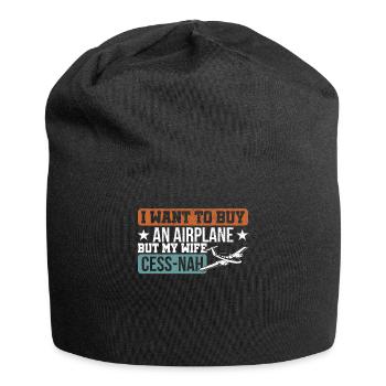Flugzeug Fliegen Luftfahrzeugführer Geschenk - Jersey-Beanie - Schwarz - Vorne