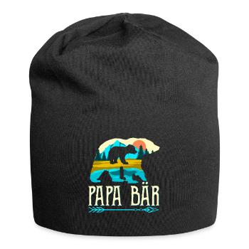 Papa Bär Vater Geschenk Papabär - Jersey-Beanie - Schwarz - Vorne