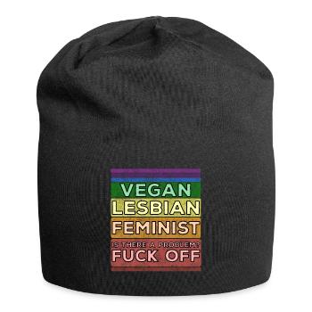 FÉMINISTE LESBIENNE VEGAN - Bonnet en jersey - noir - Devant