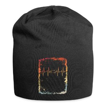 Heartbeat motorcycle biker motorcyclist gift - Jersey Beanie - black - Front