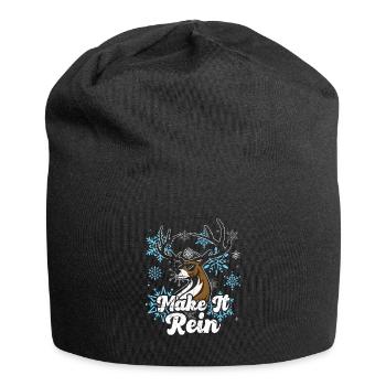 Lass es regnen! Lustiges Rentier - Jersey-Beanie - Schwarz - Vorne