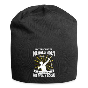 Bogenschießen Pfeil Bogen Alter Mann Geschenk - Jersey-Beanie - Schwarz - Vorne