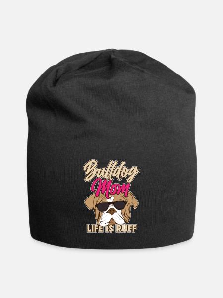 Funny English Bulldog Mom Life Is Ruff Dog Lover - Jersey-Beanie - Schwarz