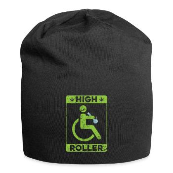 Lustiges Handicap Rollstuhl Weed Rollstuhlfahrer - Jersey-Beanie - Schwarz - Vorne