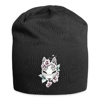 Kitsune Tribal Retro Anime Vintage Orchidee Fuchs - Jersey-Beanie - Schwarz - Vorne