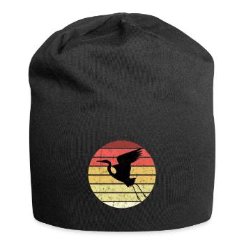 Seidenreiher reiher Vogel weißer Reiher Kranich - Jersey-Beanie - Schwarz - Vorne