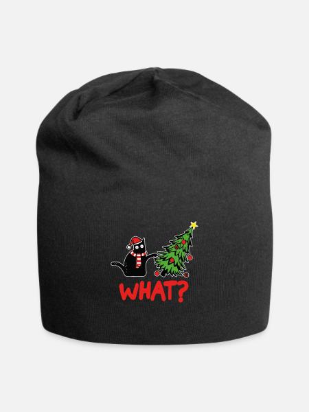 Weihnachtskatze What Weihnachtsbaum Kätzchen - Jersey-Beanie - Schwarz