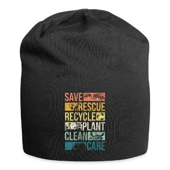 Tier Erde retten Schildkröte Klimawandel Recyceln - Jersey-Beanie - Schwarz - Vorne