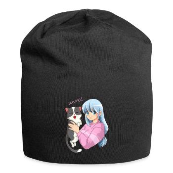 Anime Neko Cat Girl I Waifu Pastel Kawaii Anime Gi - Bonnet en jersey - noir - Devant