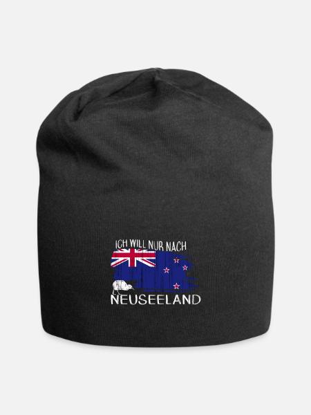 Neuseeland Flagge Newzealand Kiwi Vogel - Jersey-Beanie - Schwarz