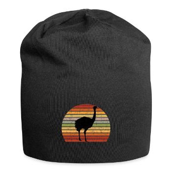 Vintage Nandu Strauß Zucht Eier Laufvögel Geschenk - Jersey-Beanie - Schwarz - Vorne