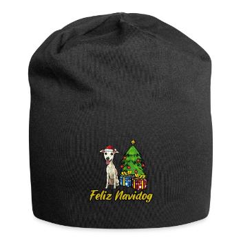 Feliz Navidog Whippet Hunde Geschenk - Jersey-Beanie - Schwarz - Vorne