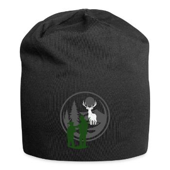 chasse chasse chasse père fils forêt de cerfs - Bonnet en jersey - noir - Devant