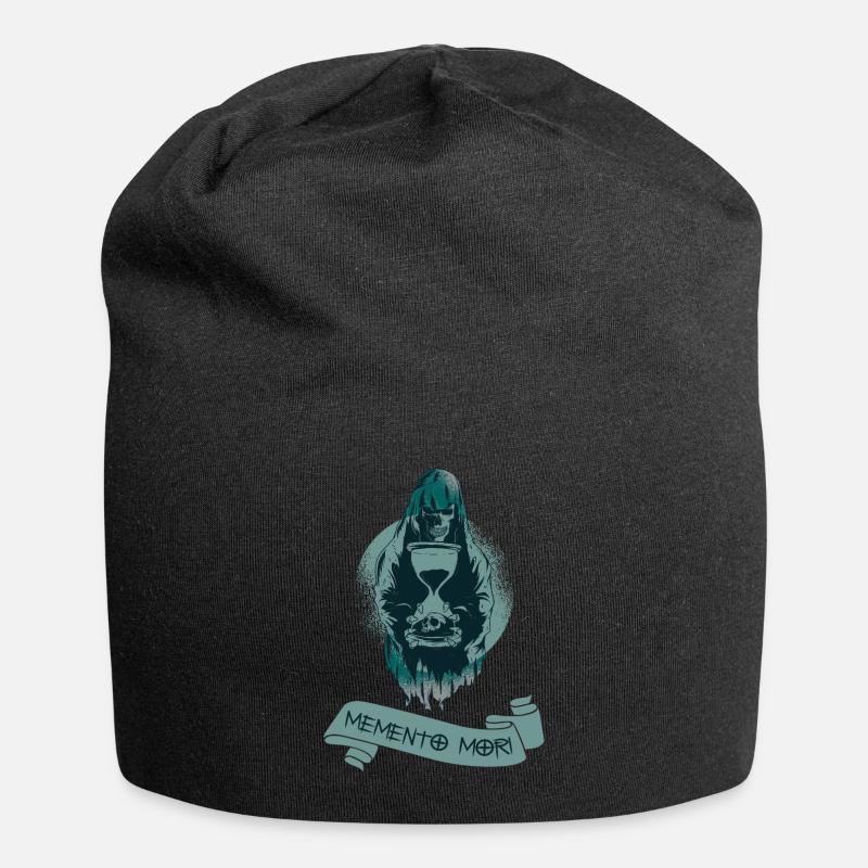 „Memento Mori”, Schädel, Tod, denk dran - Jersey-Beanie - Schwarz