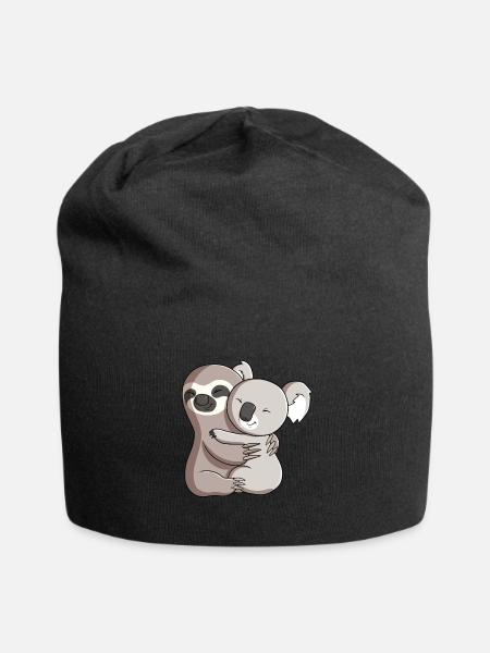 Paresseux et koala étreinte - Bonnet en jersey - noir