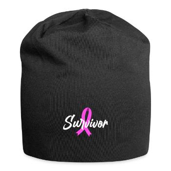 Breast cancer pink cancer ribbon cancer ribbon - Jersey Beanie - black - Front
