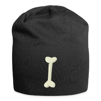Knochen - Jersey-Beanie - Schwarz - Vorne