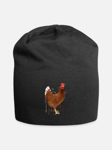 Huhn Tropfen - Jersey-Beanie - Schwarz